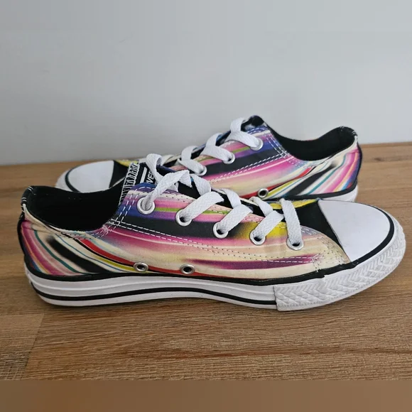 CONVERSE ALL STAR Junior Girls Low Top Striped Sneakers, Shoes - Size 2.5 - Picture 6 of 8